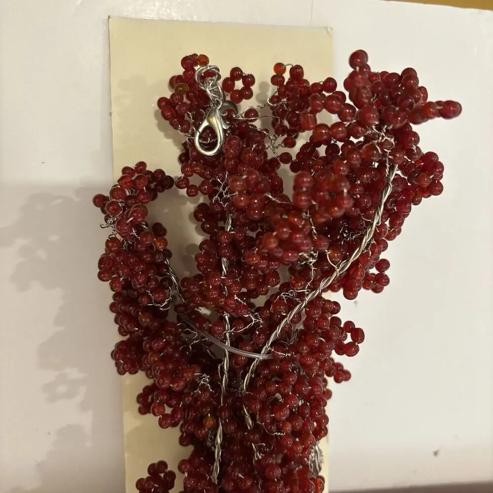Pottery Barn Red Berry Beaded Garland Set In Box 60